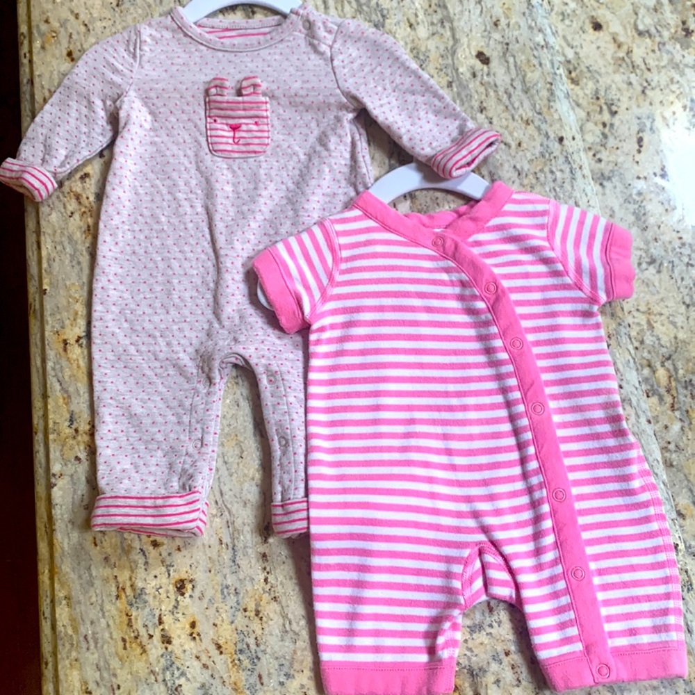 Hanna Andersson Striped + Baby Gap Polka Dot Romper Sz 50 / 0-3 M